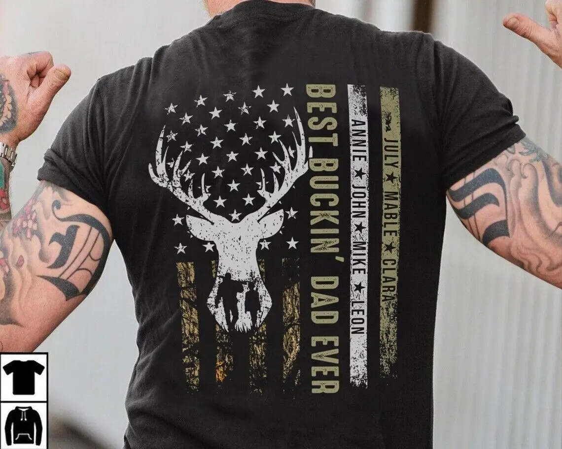 Персонализированная рубашка Best Buckin Dad Ever для охоты папы размер ко Дню отца...