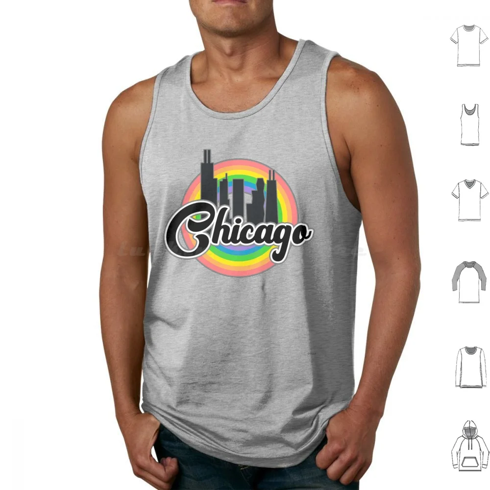 

Хлопковые майки с принтом Chicago Pride Rainbow Chitown Pride Skyline городской пейзаж месяц Уиллис