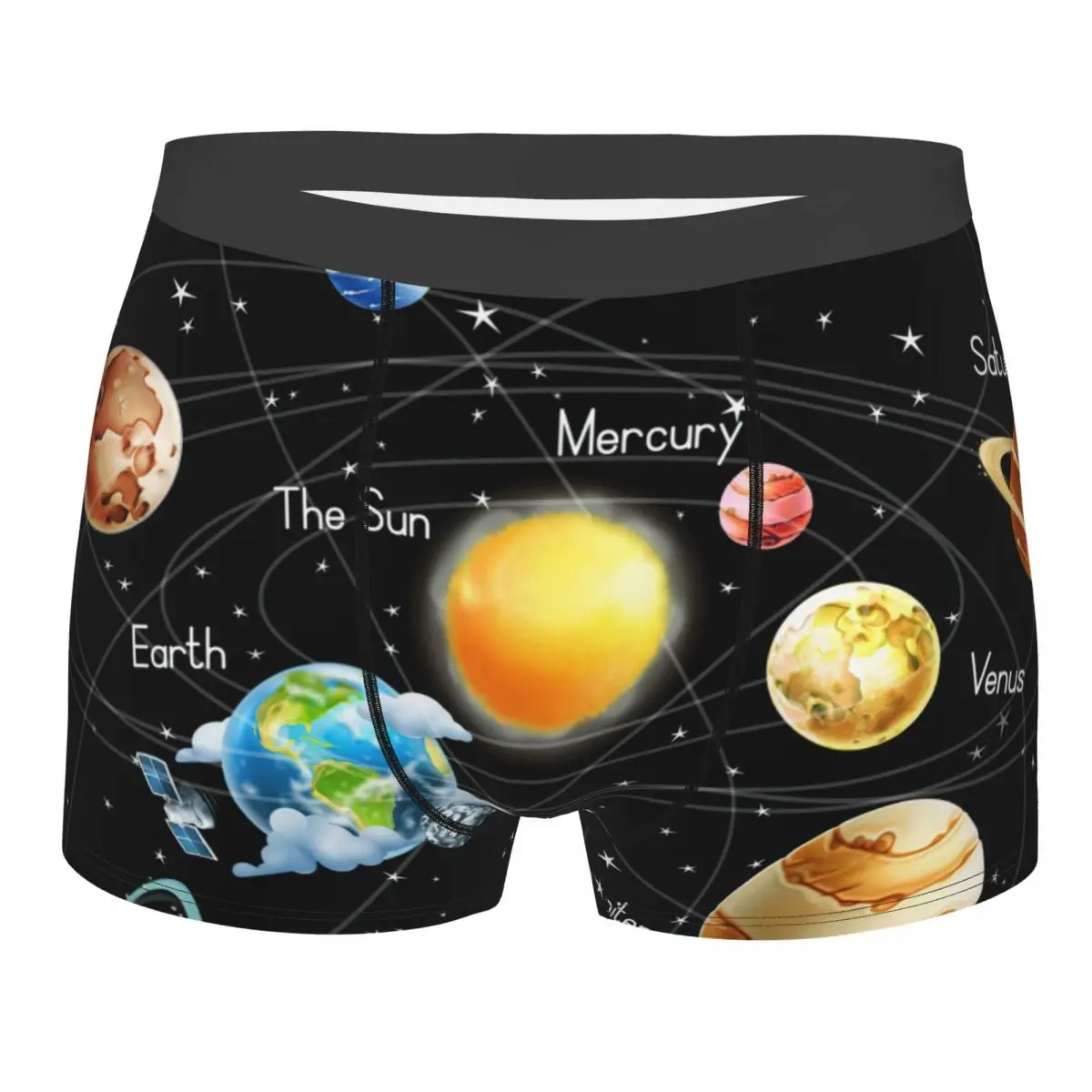 

Мужские трусы с рисунком планеты космоса, мужское нижнее белье, вентилируемое