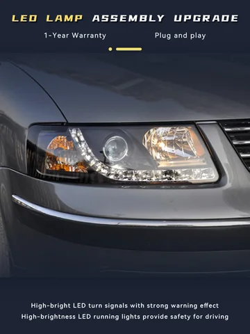 Фара для Volkswagen VW Passat B5 2001-2005, полностью светодиодное крутое освещение DRL, модный указатель поворота, передняя лампа, инструменты, автомобильные аксессуары