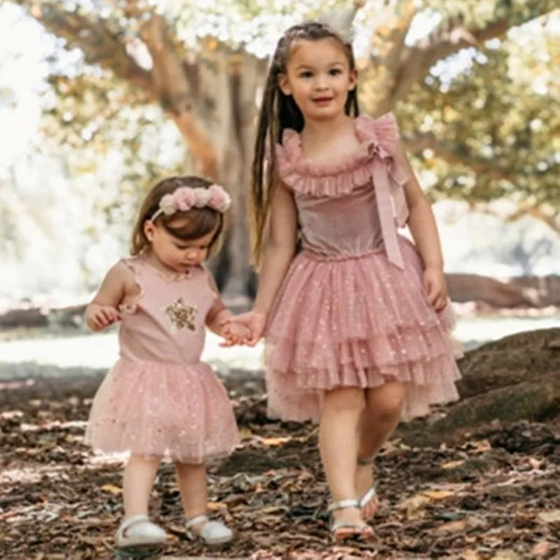 

Милое розовое платье принцессы для девочек, праздничное многослойвечерние платье русалки с блестками для дня рождения для девочек 3-8 лет, Д...