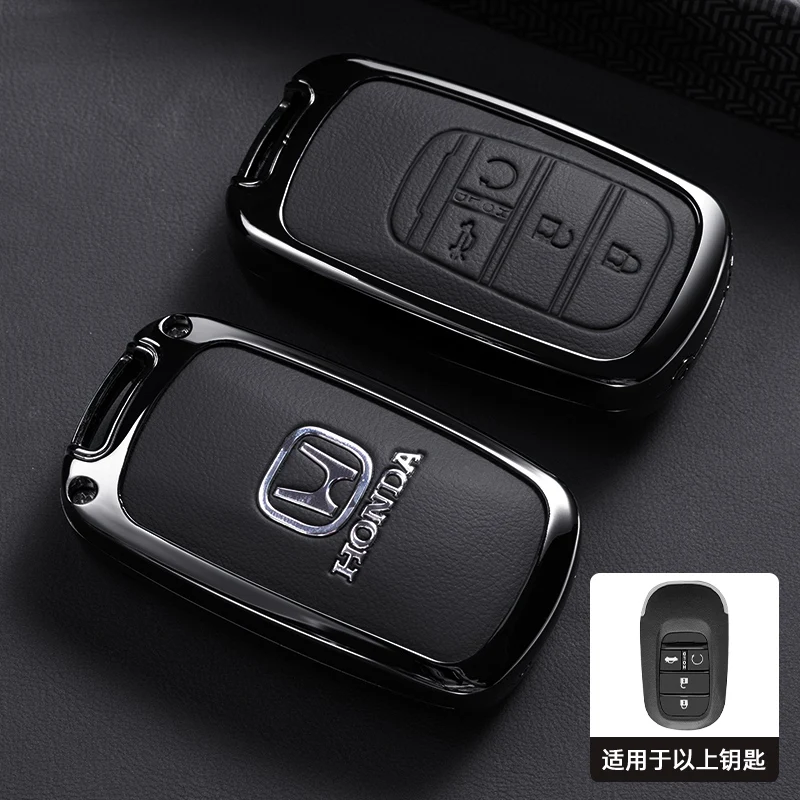 

Металлический кожаный чехол для ключей от автомобиля, аксессуары для Honda 2022 2023 2024, Accord Civic HR-V CR-V Pilot Sport SI EX EX-L
