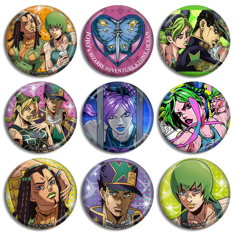 Anime JoJo's Bizarre Adventure Stone Ocean Jolyne Cujoh Kujo Jotaro Foo Fighters Hermes Costello Acrylic Metal Brooch Badge Gift