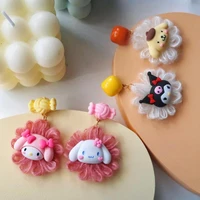 kawaii sanrio earrings cinnamoroll pompom purin cartoon cute plush creative earrings anime fashion niche jewelry girls gifts