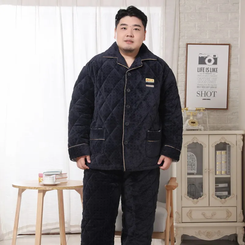 Зимние Утепленные стеганые пижамные комплекты больших размеров 150 кг Мужская