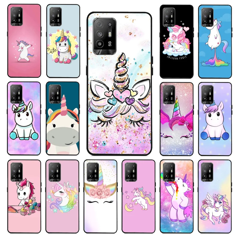 

Cute Rainbow Unicorn Phone Case for OPPO A54 A74 A94 A53S A9 A5 A15 A16 A91 A96 A76 Reno8 8Pro Reno2 Z