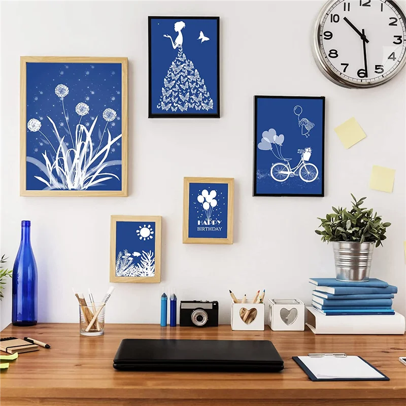 

Бумага Cyanotype, 36 листов, бумага для печати на солнечной батарее, комплект A4 A5 с акриловым листом, бумага для печати на солнечной батарее