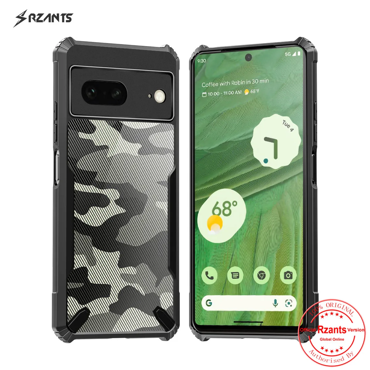 

Rzants For Google Pixel 7 Case Hard [Camouflage Bull] Shockproof Slim Crystal Clear Cover Funda Thin Casing