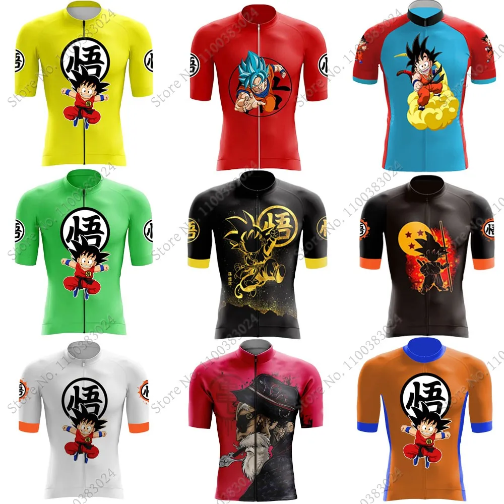 

2022 мультфильм аниме Велоспорт Джерси с коротким рукавом Goku Vegeta одежда летняя мужская дорожная велосипедная рубашка велосипед MTB Униформа ...