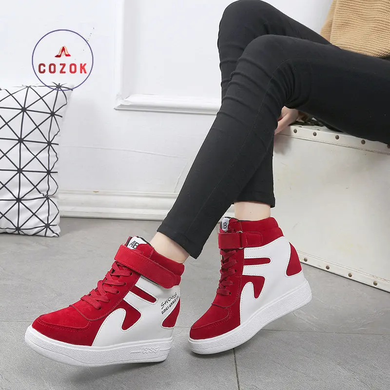 

Hot Sales Rood Wit Zwart Roze Verborgen Sleehak Casual Schoenen Tenis Feminino Hoge Top Schoenen Trainers Vrouwen Zapatos Mujer