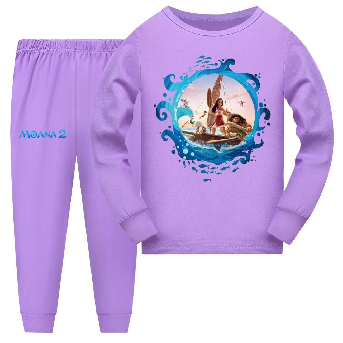 Spring Autumn Vaiana Children's Clothing Sets girl Sleepwear Clothes Kids Pajamas Set Baby Girls Cotton Moana 2 Cartoon Pyjamas