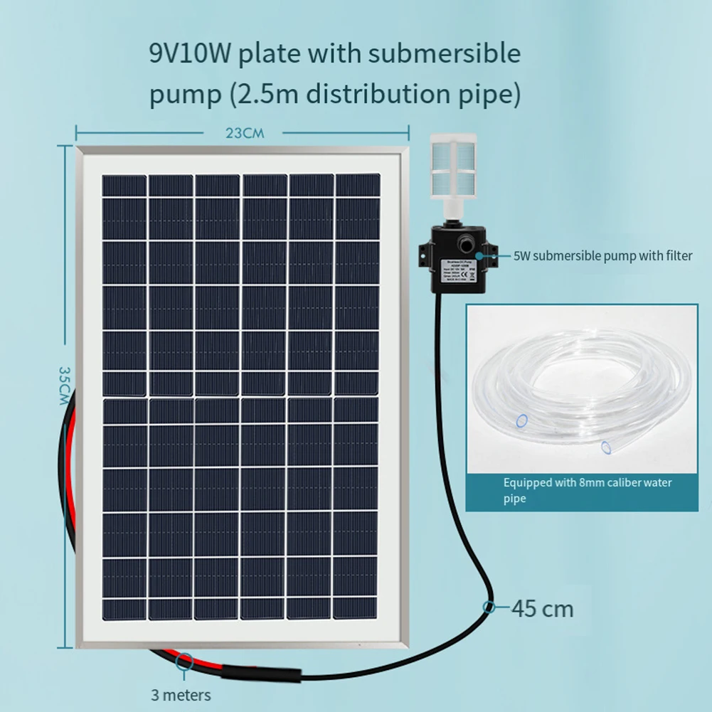 Водяной насос с солнечной панелью бесшумный погружной для фильтрации рыбного