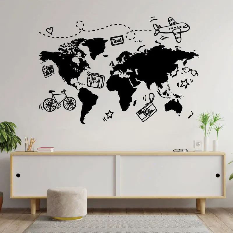 Дорожная карта мира настенная наклейка офис путешествие агент праздник дом