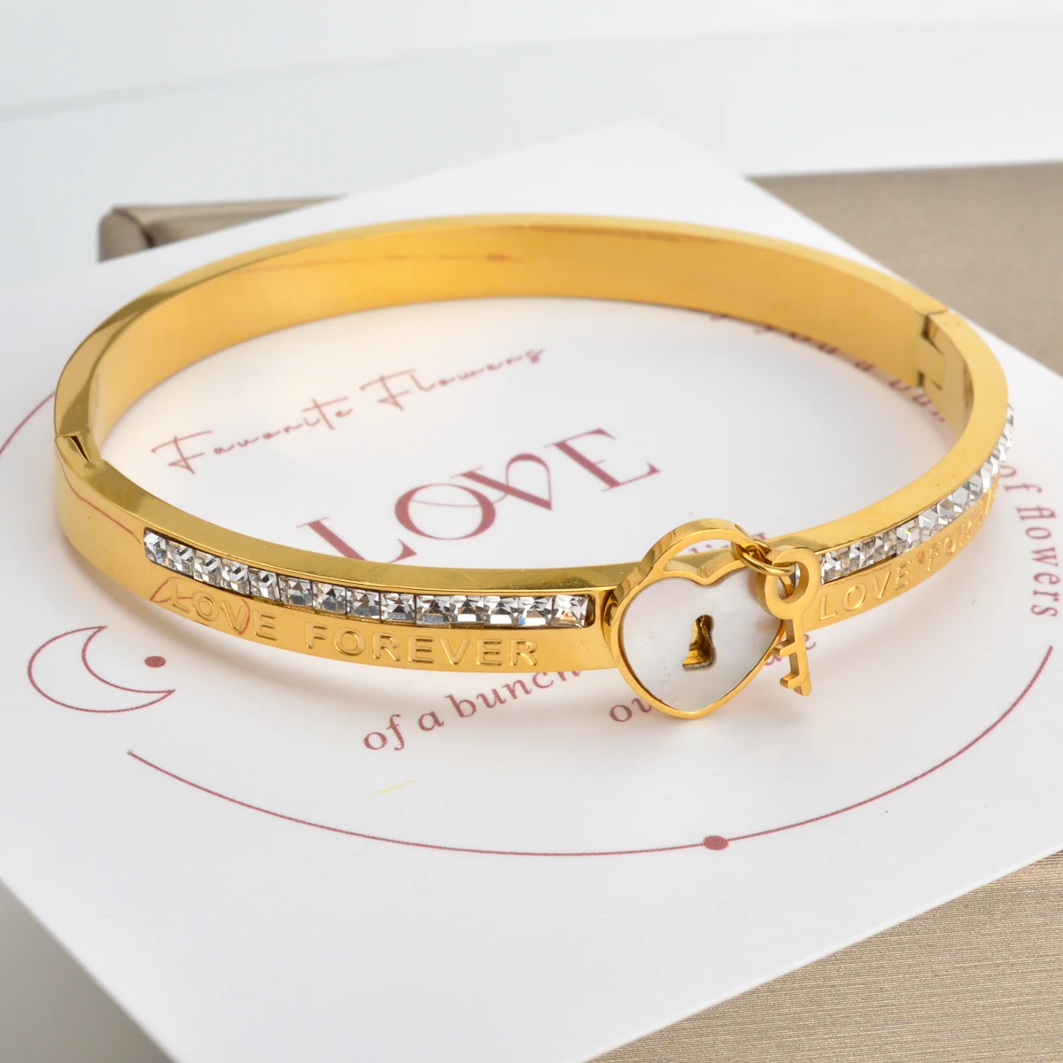 Женский браслет из нержавеющей стали с надписью Love роскошный золотым покрытием
