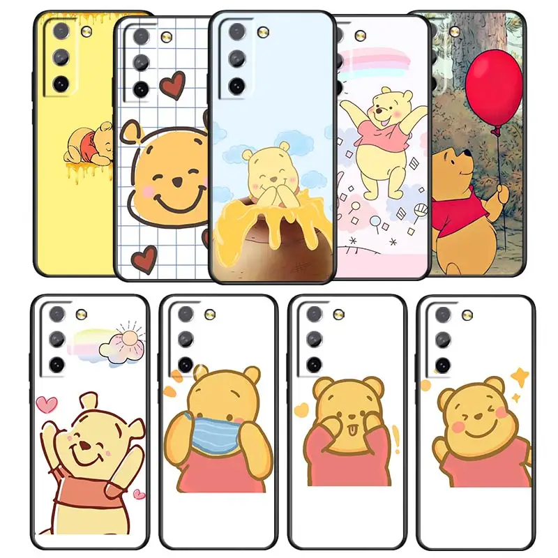 Beautiful winnie the pooh Phone Case For Samsung Galaxy S22 S21 S20 S10 S10e S9 S8 S7 PRO Ultra Plus Lite Black luxury Silicone