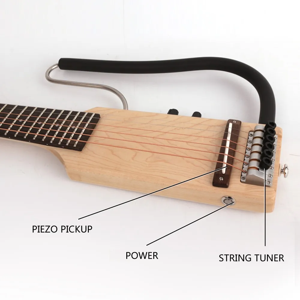Ультракороткая Бесшумная дорожная электрическая акустическая гитара с правой и левой рукой, портативный дорожный разъем для наушников
