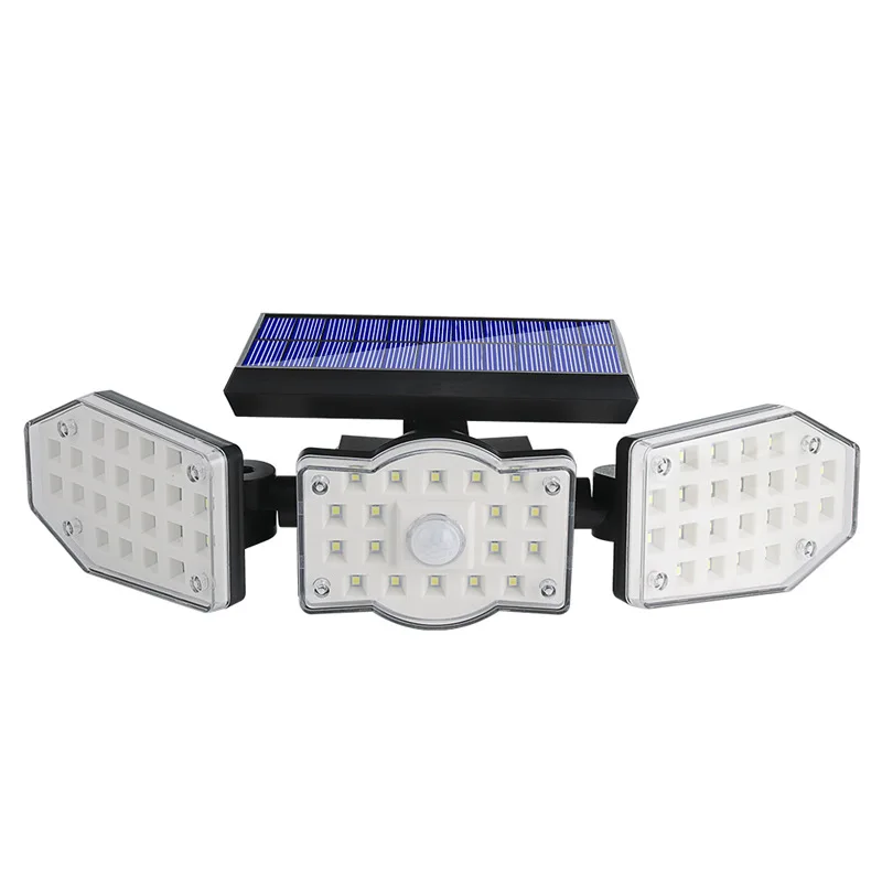 

Solar LED Lights Outdoor 3 Head Motion Sensor 270 Wide Angle Illumination Waterproof Remote Control Wall Lamp Bulbs