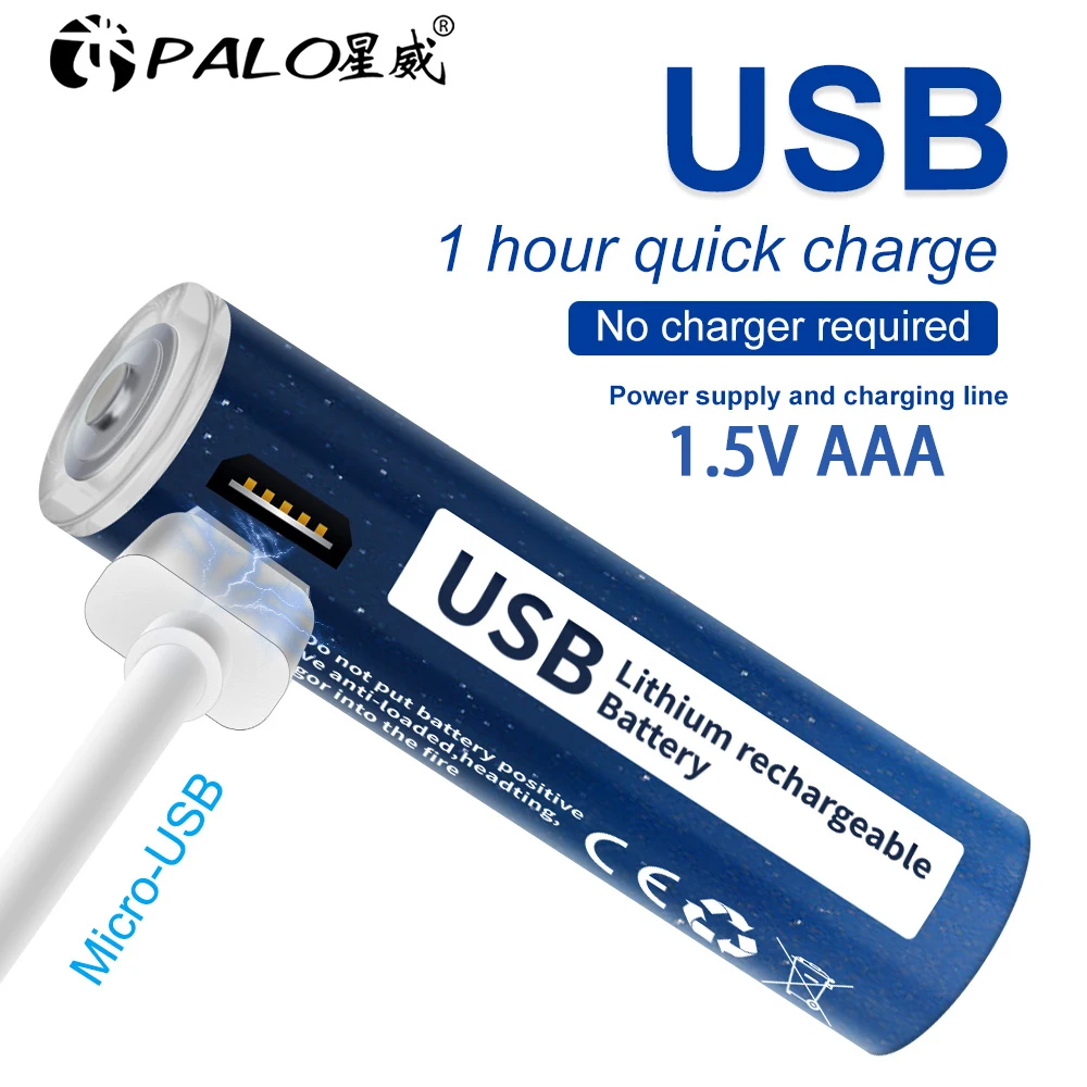 Аккумуляторная батарея PALO 1 5 в AAA МВт/ч USB литий-ионная для пульта дистанционного