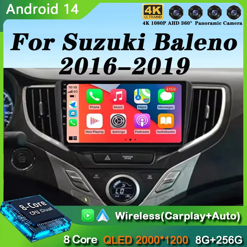 Android 14 для Suzuki Baleno 2015-2022 GPS-экран с поддержкой Raer Camera Carplay OBD Автомобильный