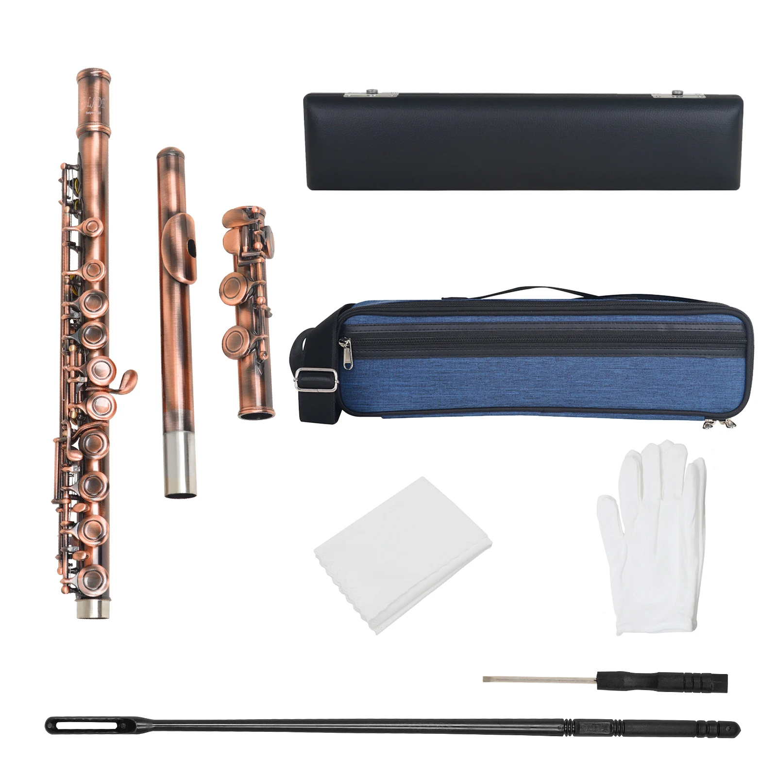 Флейта SLADE C-key 16 отверстий Закрытые отверстия C с чехлом, салфеткой для чистки, перчатками, аксессуар для деревянных духовых инструментов для меломанов.