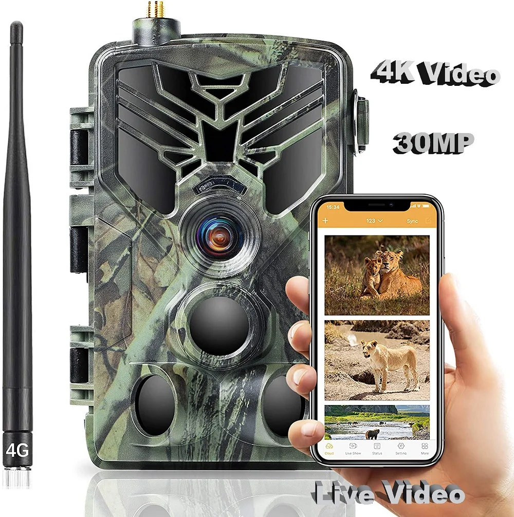 

Охотничья камера 4K, 30 мп, 4G, LTE, с приложением для живого видео в облаке, 256 ГБ, камера для наблюдения за дикой природой с литиевой батареей 5000ма, стандартная камера