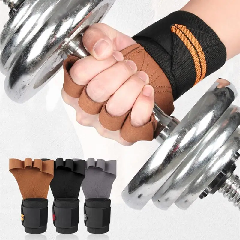 

Fitness Bodybuilding Wrist Braces Protectors Compression Anti-Slip Palm Supports Weightlifting Dumbbel Training Gloves Women Men