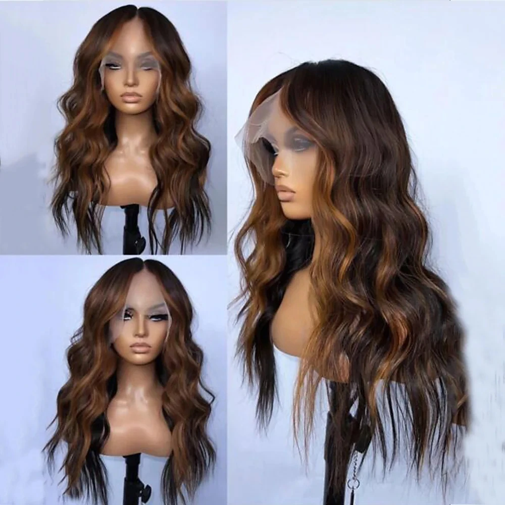 Unprocessed Virgin Hair 13x4 Lace Front Wig Free Part Brazilian Hair Wavy Multi-color Wig 150% Density with Baby Hair
