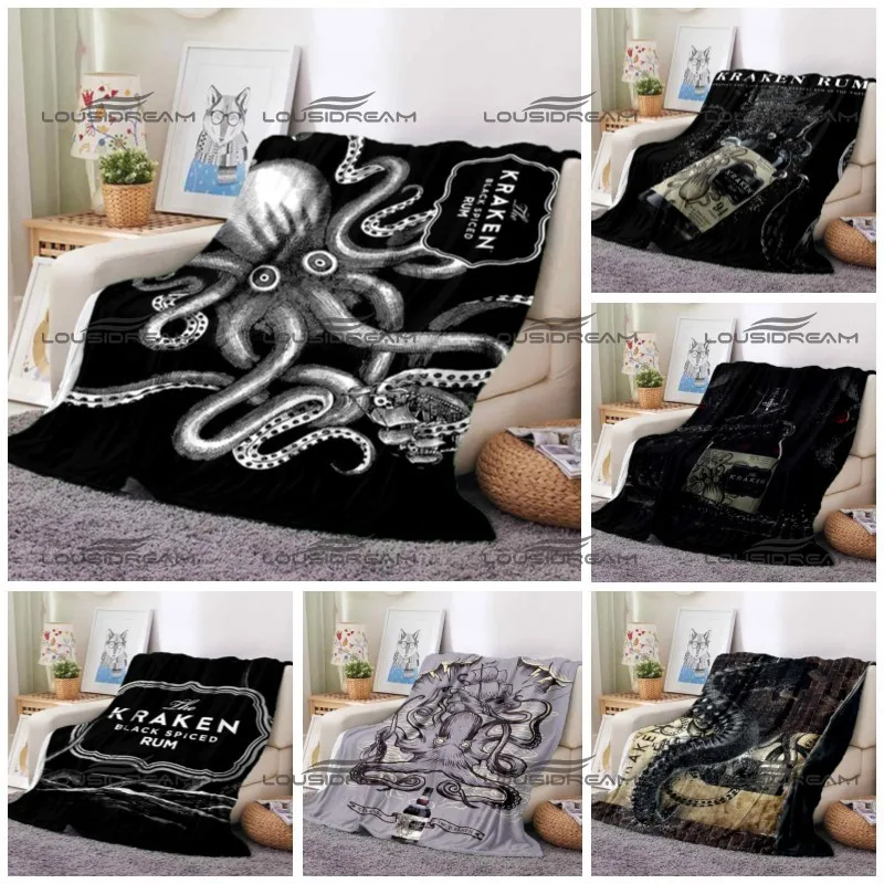 

Octopus Sea Monster Pattern Decorative Blanket Kraken Rum Flannel Thin Blanket Portable Home Travel Office Blanket