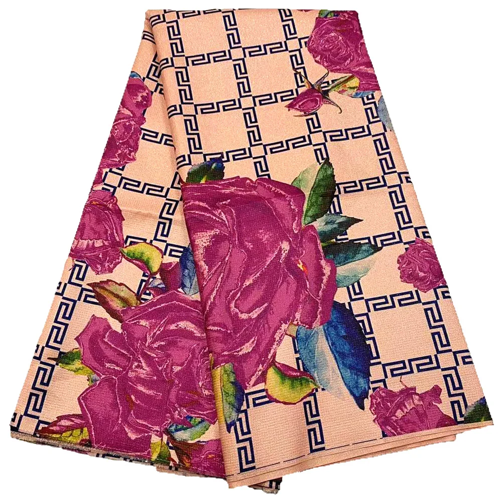 Нигерия позолоченная ткань из органзы 5 ярдов печать Африканское кружево для