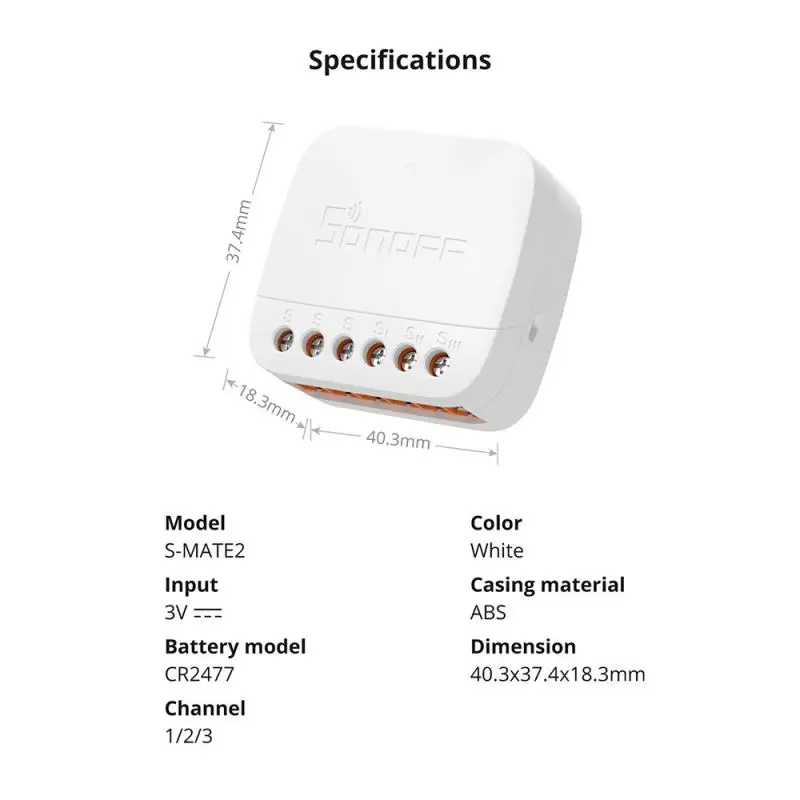 Механический переключатель SONOFF S-MATE2 Extreme Switch Mate с батареей