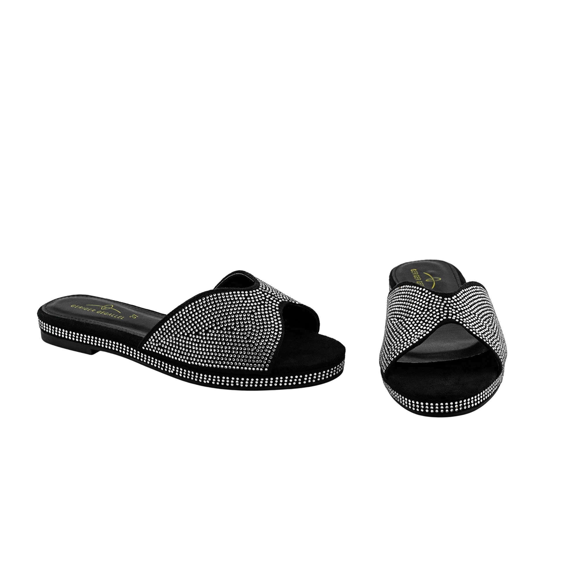 Shiny Women Shoes for Lady 2023 Adult Slippers Comfy Flats Bling Bling Rhinestone Silvery Gold Blue Red Walking Flat Slippers