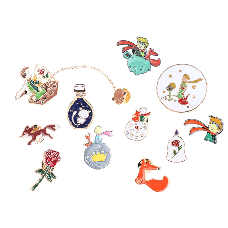 Заколка Сказка Классическая Брошь из денима с принтом планеты Маленький принц