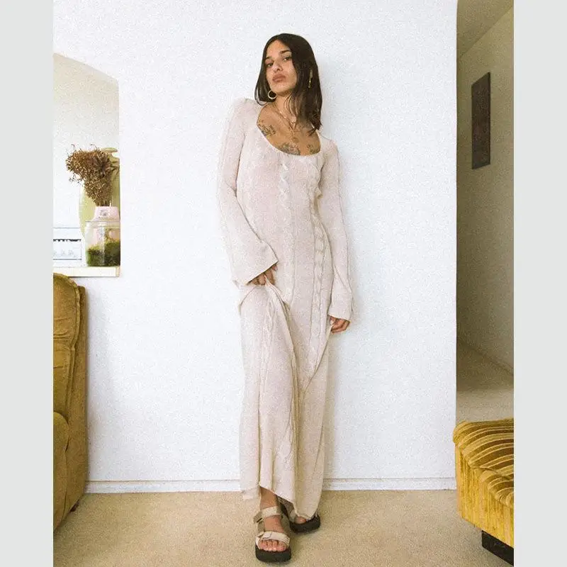 

Женское пляжное платье с открытой спиной, трикотажное платье в стиле бохо