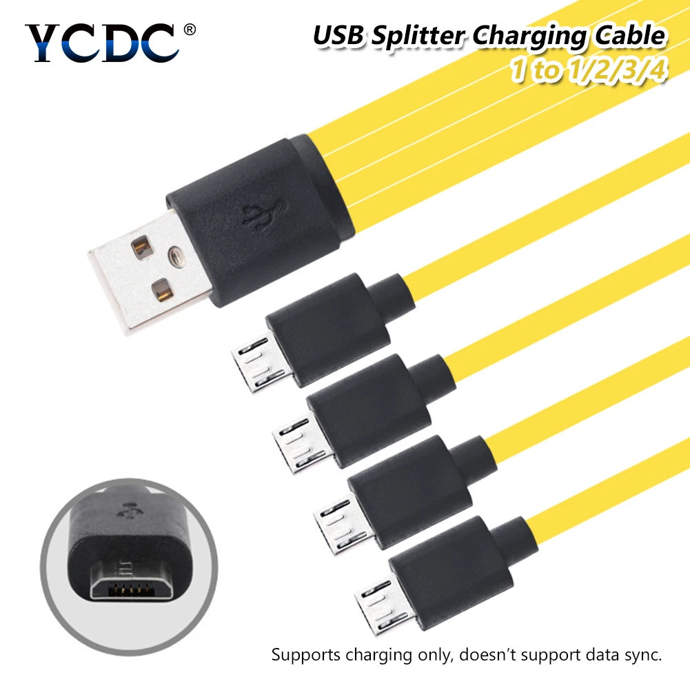 5Pcs 5V/2A USB 2.0 To Micro USB Splitter Cable 1/2/3/4 Micro Usb Cable Fast Charging Cord For Samsung Android HTC LG Motorola