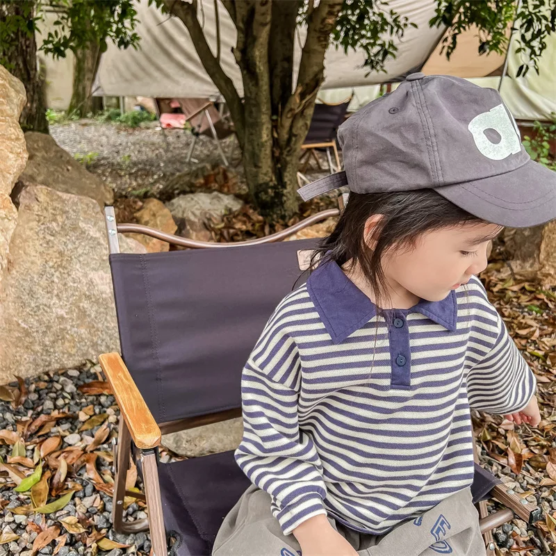 Новинка Весна 20234 детские футболки модные полосатые контрастные цвета