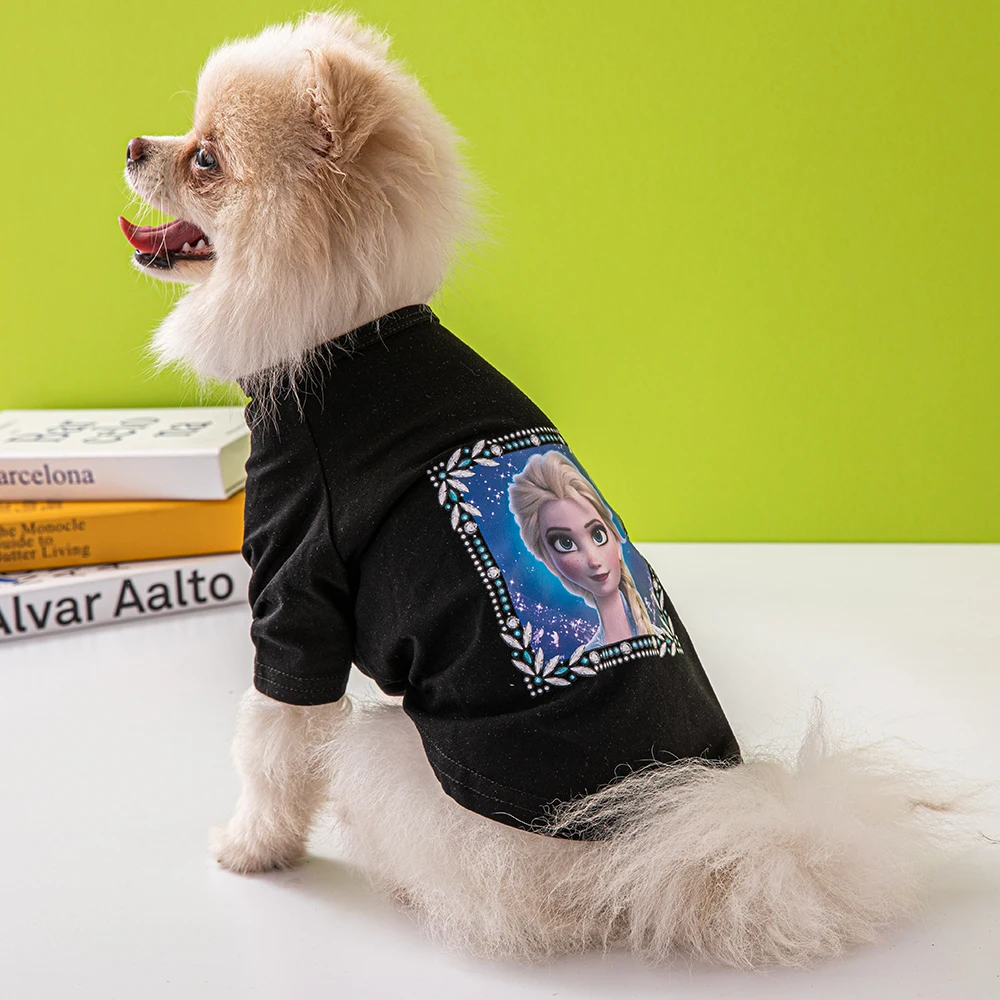 

Summer Cotton Dog T-Shirt Disney Princess Anna Printed Dog Clothes Small and Medium Dog Pet Clothing 4 Colors S-XXL