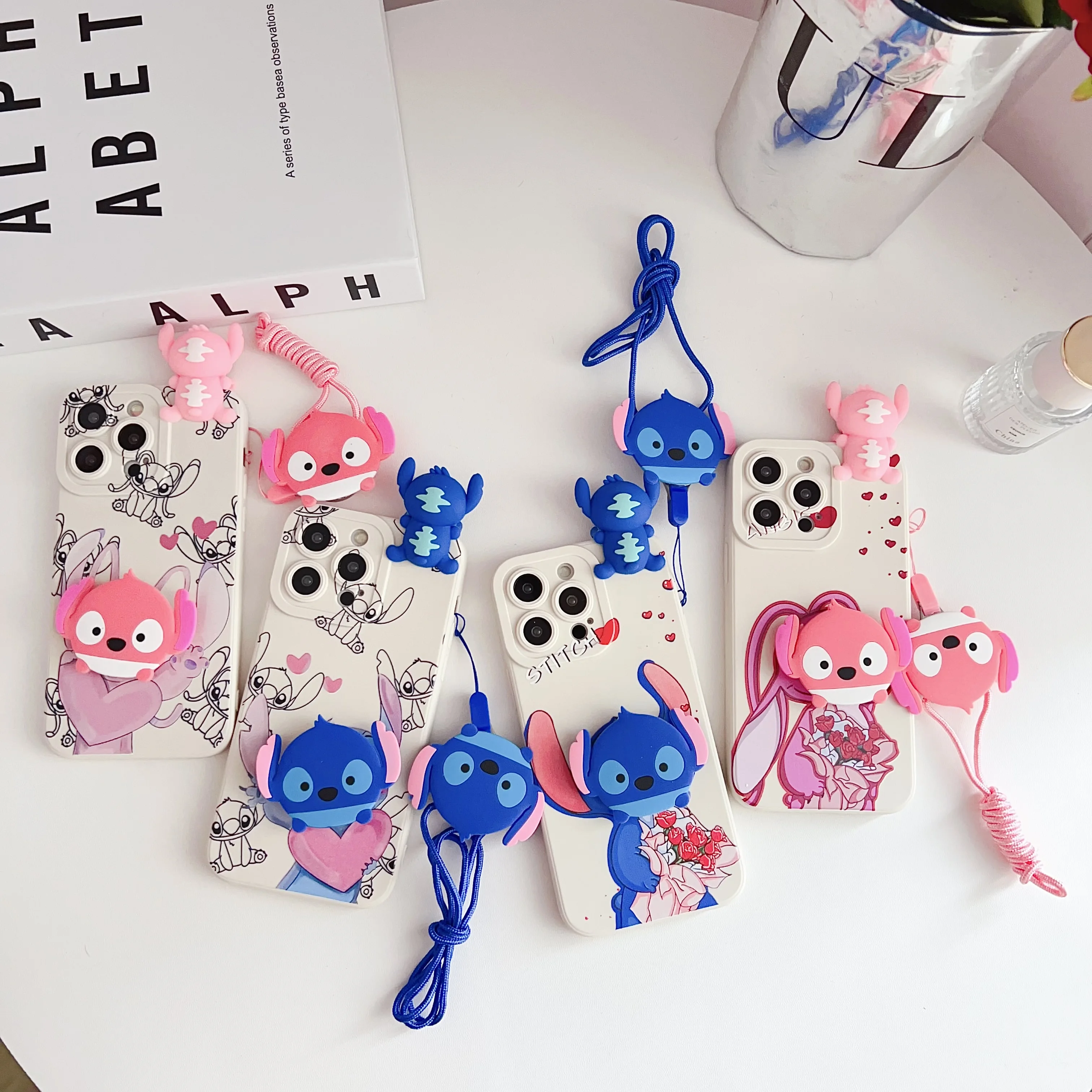 For OPPO A15 94 54 55 53 74 96 57 17 58 78 60 39 Realme C55 35 30 21Y 11 33 63 61 67 Couple Stitch Case With Holder Rope