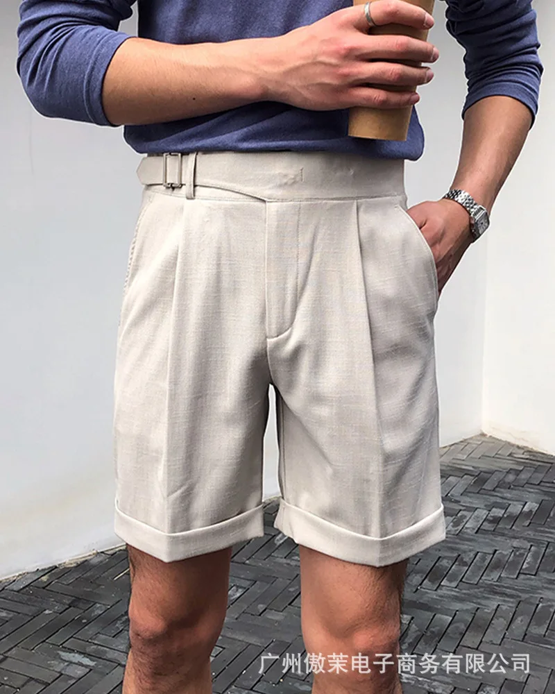 

Men's High Waist Shorts 2021 Spring And Summer Men's Simple Personality Solid Color Casual Straight Shorts