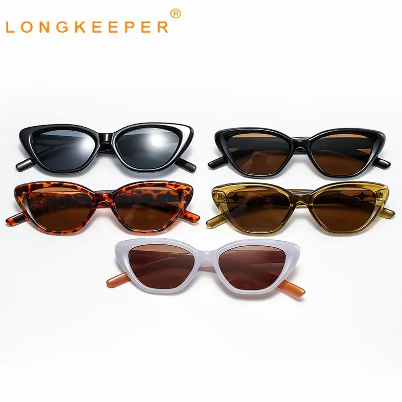 

Солнцезащитные очки «кошачий глаз» женские, Модные Винтажные солнечные аксессуары в стиле ретро, с небольшой леопардовой оправой, с защитой Uv400