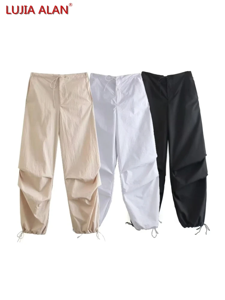 

Брюки женские плиссированные широкие с завышенной талией, повседневные свободные штаны с завязкой, LUJIA ALAN P3262, 3 цвета