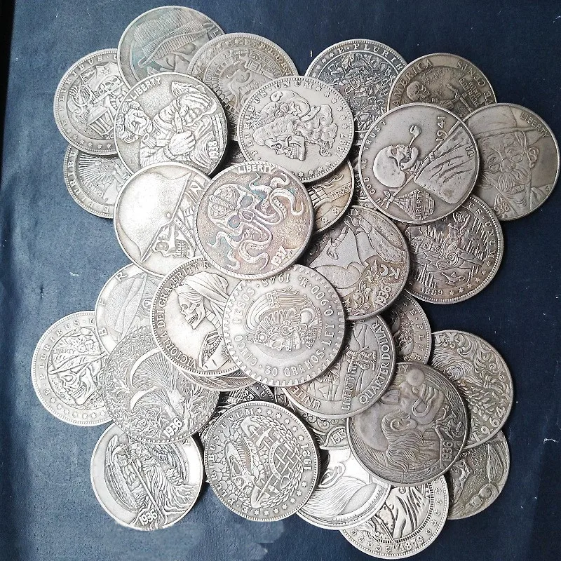 

American Skull Commemorative Collectible Coin Silver Dollar Morgan Silver Dollar Challenge Coin Gift Lucky Coin 2