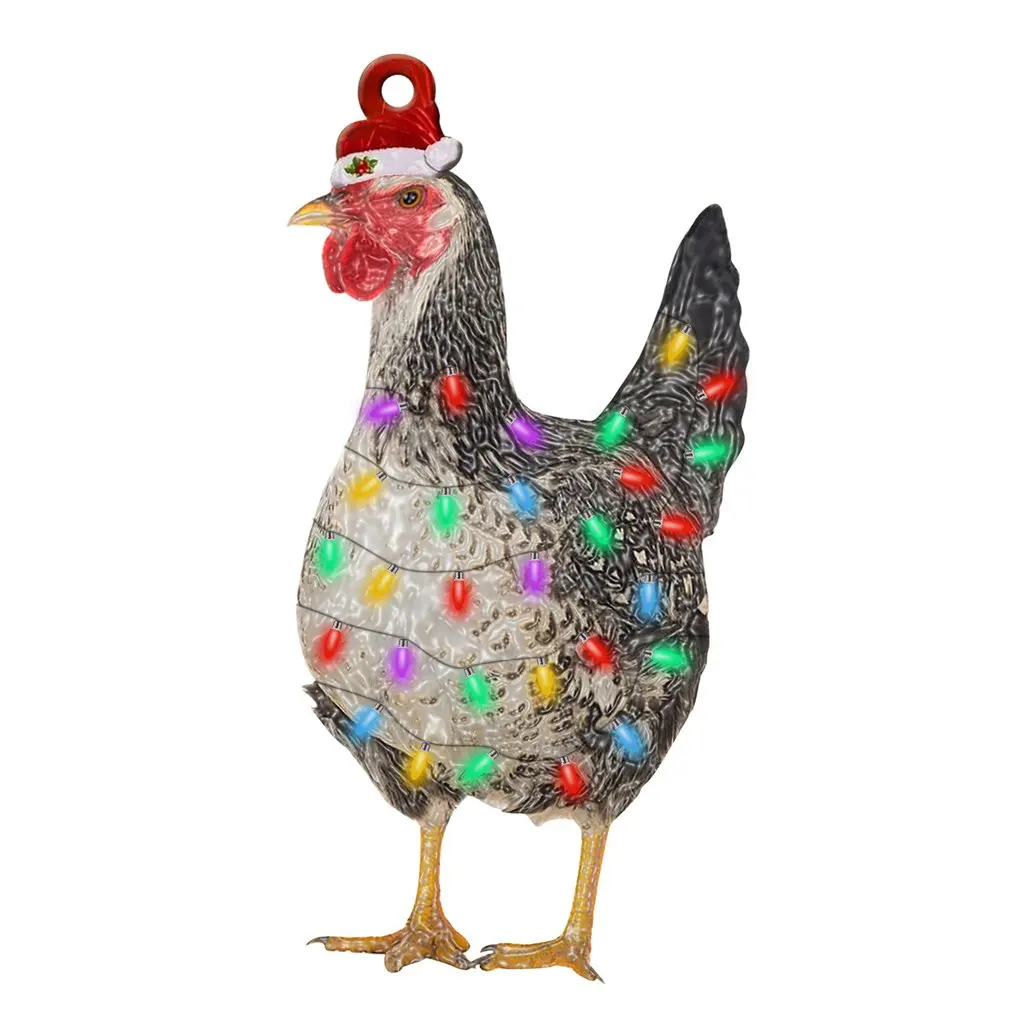 

Light-Up Chicken With Scarf Pendant Christmas Tree Decor Chicken Christmas Ornament Rooster Animal Pendant Holiday Decoration