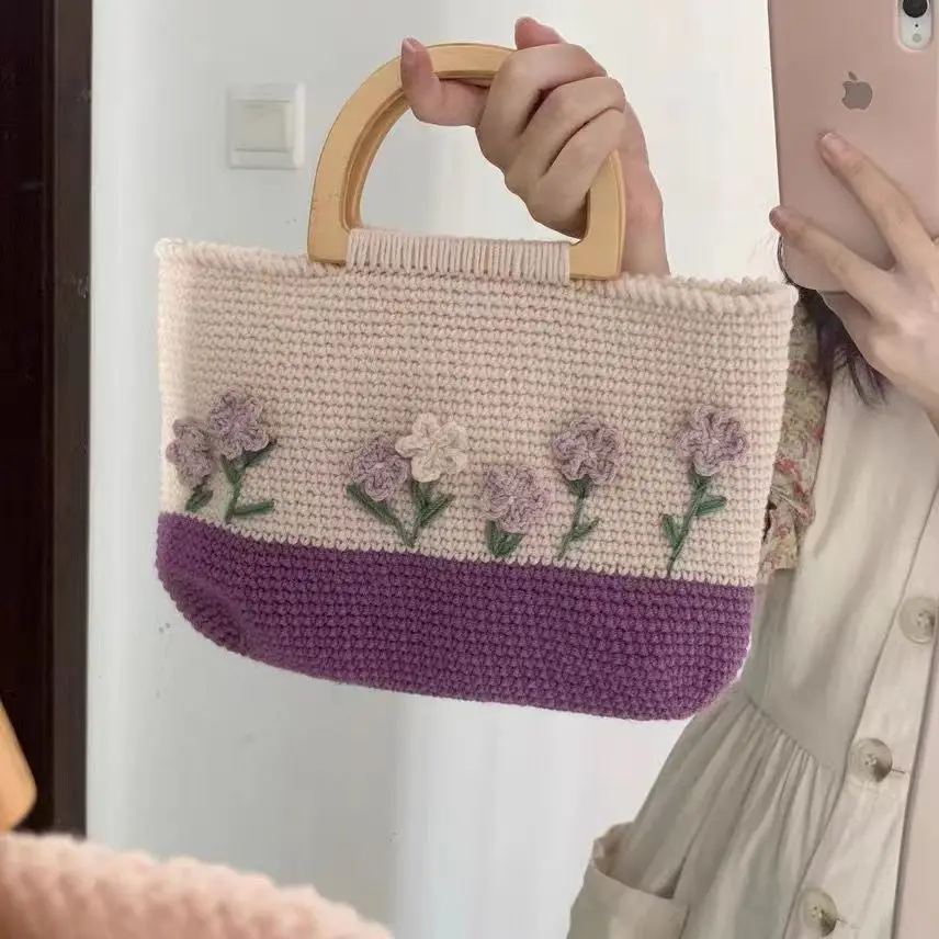 【Пакет материалов своими руками】 ﻿ Вязаная сумка с лавандовой деревянной