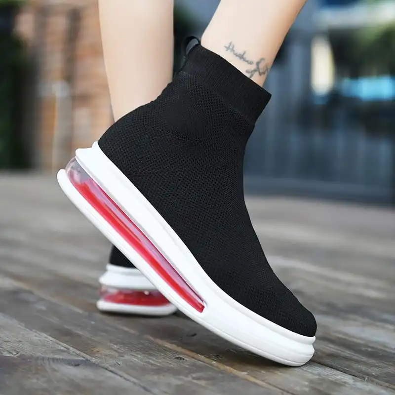 

MWY Fashion Women Sport Sneaker High Top Socks Shoes zapatillas de mujer Casual Walking Shoes Air Cushion Platform Sneakers