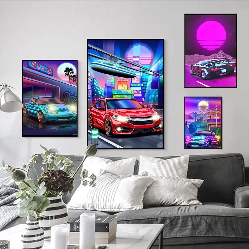 

Tokyo Street Racing Poster Self-adhesive Art Poster Retro Kraft Paper Sticker DIY Room Bar Cafe Vintage Decorative Painting
