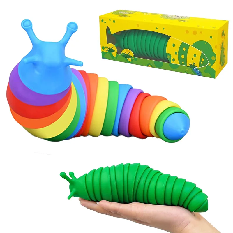 

New Fidget Slug Toy Articulated Flexible Peristalsis 3D Printed All Ages Stress Relief Anti-Anxiety Sensory Toys for Kids Adult