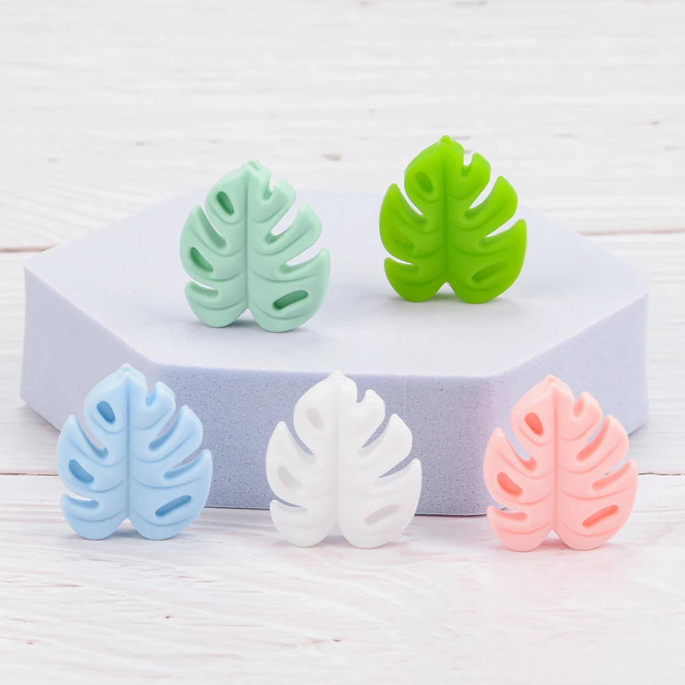 LOFCA 30pcs Silicone Monstera Beads Cartoon Leaf BPA Free Silicone Teether Baby Accessories Toys DIY Necklace Pacifier Chain LOFCA 30pcs Silicone Monstera Beads Cartoon Leaf BPA Free Silicone Teether Baby Accessories Toys DIY Necklace Pacifier Chain