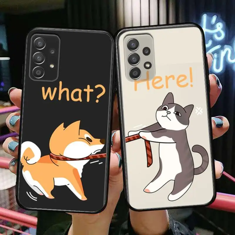 

Couple cat and dog Phone Case Hull For Samsung Galaxy A70 A50 A51 A71 A52 A40 A30 A31 A90 A20E 5G a20s Black Shell Art Cell Cove