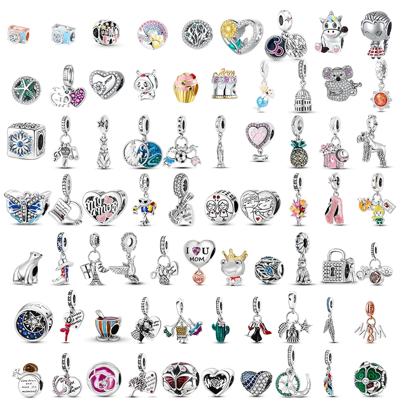 

Fit Pandora 925 Original Bracelet Charm Jewelry for Women Design Beads Cactus Wine Glass 925 Sterling Silver Bead Pearl Bracelet