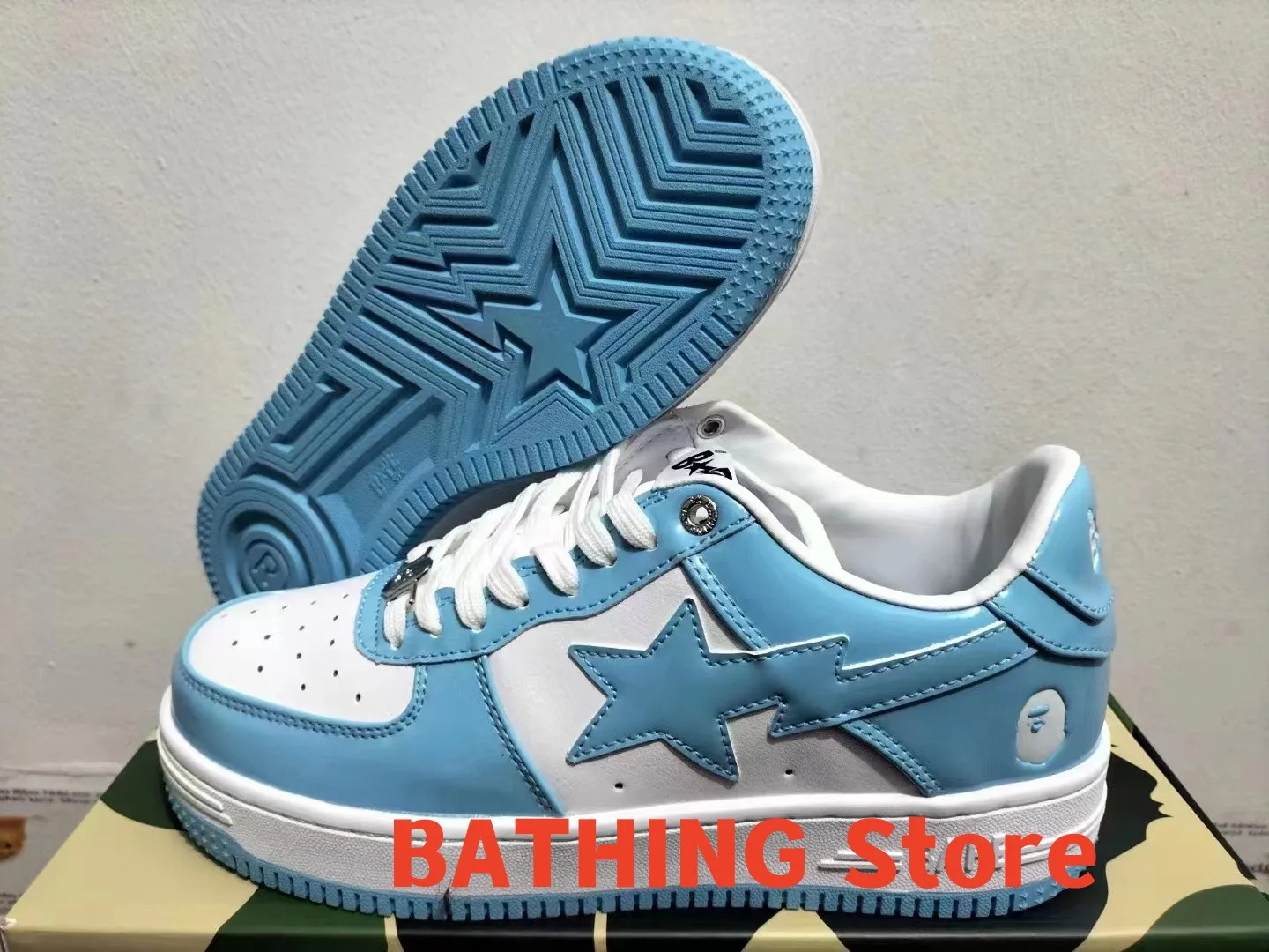 

BATHING STAR Patent Leather Star Shoes Low-cut Leather Casual Shoes Men/Women Couples With The Same Sports Shoes